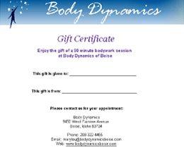 Gift Certificate Example